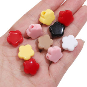 20pcs 15x14mm Acrylic Solid Color Flower Beads Loose Spacer Beads For DIY Handmade Bracelet Necklace Keychain Jewelry Making Accessories
