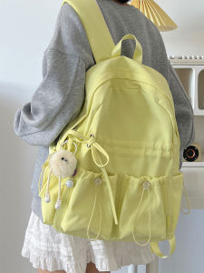 Ba Lô Hình Nút Bướm Dành Cho Nữ Sinh Trung Học Trung Học Phổ Thông Phiên Bản Hàn Quốc Vải Nylon Khóa Kéo Màu Nguyên Chất Thoải Mái