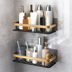 Rak Dinding Tempel Kabinet Kamar Mandi set 2pcs / Rak Gantung Tempel Tempat Sabun Shampo Perlengkapan Mandi