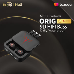 Ori M88+ Penyumbat Telinga Headset Tahan Air Bass HIFI Keliling 9D Earphone Powerbank Kapasitas Besar 3500mAh Dengan Mikrofon Ganda HD Benih