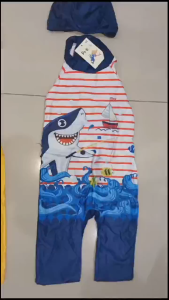 Set Baju Renang Lengan Panjang Dengan Topi Anak Cowok Untuk Kolam Berenang Pantai Indoor Outdoor Bahan Tebal Ringan Cepat Kering Tidak Tembus