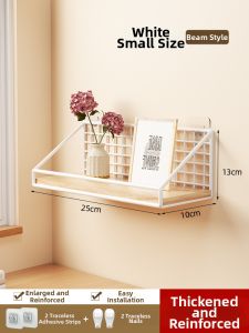 Non-drilling Wall Shelf Bedside Wooden Board Bookshelf Storage Rack