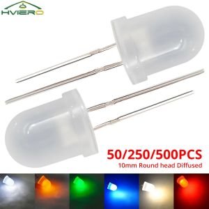 50/250/500PCS 10mm Diffused Led Ultra Bright Round Diode Interior Building Illumination Signage Decoration Advertising Lamp