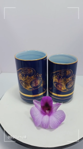 [ Woosilver ] Bộ Ly Gốm Sứ Secondhand – Họa Tiết Chuột Vàng Phú Quý – BGS78