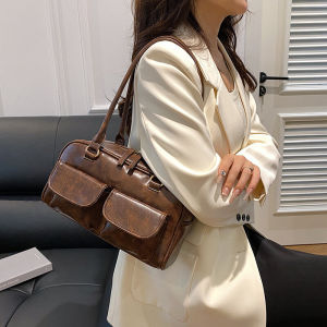 Fashionable Large Capacity Womens Underarm Bag 2024 New Retro College Style Single Shoulder Handbag Trendy Tote Bag