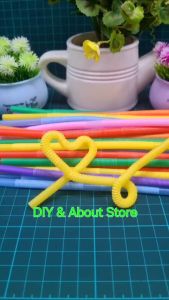 หลอดพลาสติกหลากสีงอได้ 2 ข้อ แบ่งขาย จัดส่งคละสี