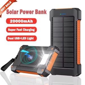 50000mAh Solar Powerbank Outdoor Solar Energy Waterproof Baterai Eksternal Solar Power Bank LED Lampu Flashlight Portable 2 USB Micro Type-C Phone