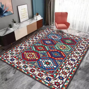VIKAMA Ethnic Style Living Room Carpet Boho Sofa Coffee Table Blanket Easy To Clean Bedroom Bedside Blanket Home Decoration