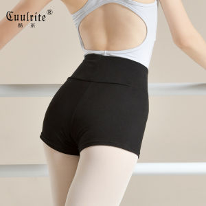 Adult Womens Ballet Dance Shorts Tight Fit Three-quarter Length Dance Practice Uniforms Black High-waist Sportswear