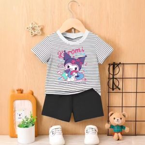 Stelan Kaos Anak Perempuan KUROMI Untuk Usia 1-8 Tahun