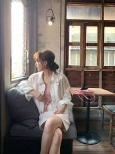 LE LALIN Spring Summer French Vintage White Lace Denim Jacket/Skirt Set Sweet Style Womens Fashion Short Cotton Coat