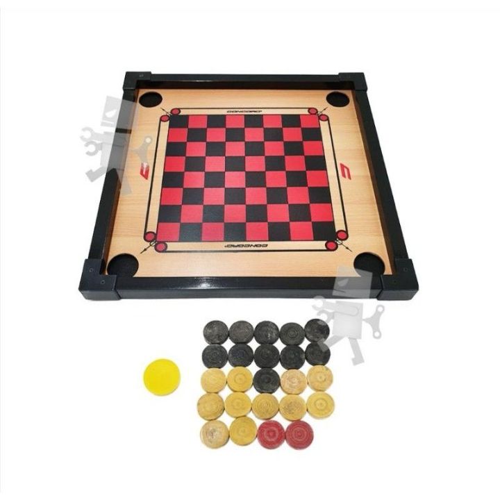 Carrom Board and Draughts / Dam (Free Carrom Men, Striker) Board Game Indoor Toys Carrom Mini