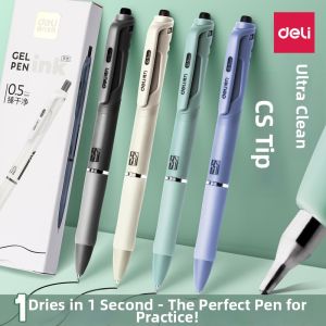 deli | Deli CS Quick Dry Ink Pen Smooth Press Type Neutral Pen round Ball Student Special Exam Black High Aesthetic Stationery Writing Signature