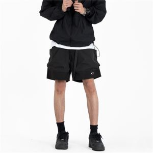 Loose Mens Outdoor Five-Quarter Shorts with Large Pockets American Style Workwear Utility Pants Summer Season Straight Leg