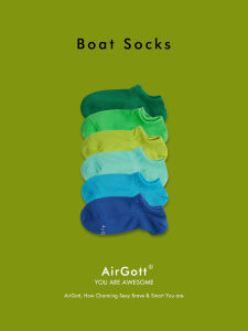 AIRGOTT ถุงเท้าเรือสําหรับชาย 6 คู่ 15 สีผ้าฝ้ายแท้การเคลื่อนไหวสไตล์ Moisture Wicking ตลอดทั้งปีความหนาปกติ