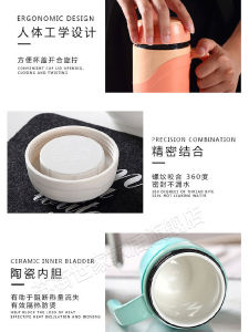 Large Capacity Ceramic Insulated Mug Portable Chinese Herbal Medicine Drinking Special Use Cup with Handle for Business Travel