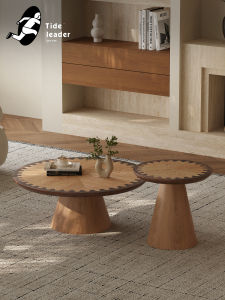 Tide leader | Minimalist Small Apartment Wooden Style Artistic Round Coffee Table