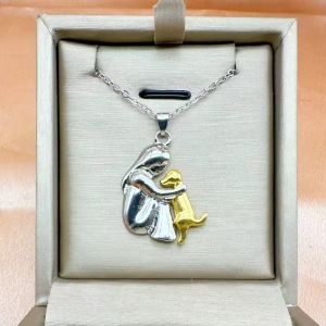 Fashion Women and Dog Necklace Cute Little Girl Puppy Pendants Necklaces Rings Animal Pet Jewelry Gifts