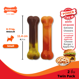 Nylabone Flavor Frenzy Power Chew Bone Twin Pack Bacon Cheeseburger & Apple Pie Flavors กระดูกขัดฟันสำหรับสุนัข แพ๊คคู่ Dog Toy