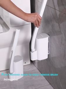 Disposable Toilet Brush With 8pcs Brush Head Comes 360° No Dead End Revolving Toilet Cleaning Brush Set for Bathroom