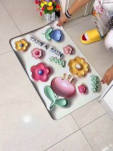 Diatomite Mud Simulation 3D Floor Mat Super Absorbent Anti-Slip Cartoon Door Mat Bathroom Mat Home Decoration