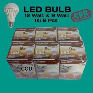 Lampu Led Bulb 9-12 Watt Isi 6 Pcs / Lampu Led Murah Sloveens Led Lampu Putih