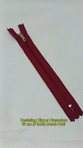 Resleting Zipper Merek Nusantara 15 cm / 6 inch Merah Hati Marun Maroon Harga Per Lusin Atau 12 Pcs