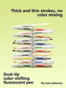 Kasimir Fluorescent Pen Dual Head Colorful Markers for Note Taking Scrapbooking Bulletin Board Quick Dry 24 Colors High Aesthetic Eye Protection Overlapping Color