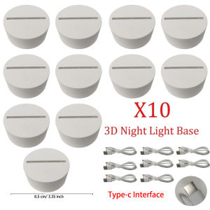 10 Pcs 3D Night LED Light Lamp Base Anime Labubu Acrylic Decorative Light Show Display Stand with Type-c Cable 7 colors Holder