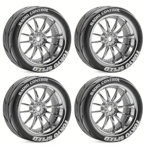 4pcs 1/10 RC Rally Wheels 64mm w/Rubber Tires - Universal Fit for TAMIYA TT02 XV01 HSP 94123 HPI KYOSHO WLtoys On-Road Racing