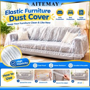 Aitemay🔥3 cái đàn hồi đồ nội thất bụi che bảo vệ ghế sofa nhựa lớn cho đổi mới di chuyển bức tranh trong suốt chống thấm tấm với đàn hồi cạnh cho giường thiết bị 240x520cm 240x360cm
