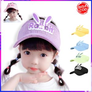 TOPI PANTAI ANAK PEREMPUAN KOREA VISOR SENAM CAP FASHION KIDS WOMAN MOTIF RABBIT USIA 2-12 TAHUN