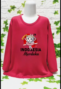 Atasan kaos anak perempuan Ballerina Indonesia Merdeka usia 1-12 tahun lengan panjang