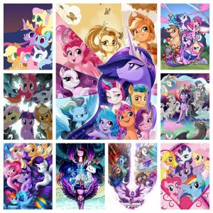 My Little Pony 5D ภาพวาดเพชรปักครอสติชการ์ตูนน่ารักยูนิคอร์นไรน์สโตนโมเสคปักของขวัญสำหรับเด็กการตกแต่งบ้าน