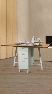 Toraya Meja Makan Lipat Kayu Murah Laci Minimalis DT-75FL2S 4CH