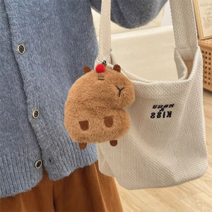 JuEeyl Creative Soft Stuffed Animal Capybara Plush Doll Squeak Toy Cartoon Bag Pendant Key Chain Backpack Car Bag Key Ring