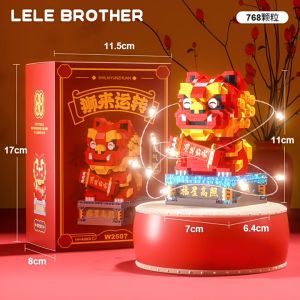 PAIFU Building Blocks Toy For Kids 3D Model Light Glow Festival Gift Brick Block Assemble Lion Dancing Decoration Gifts for Chrismas and New Year Nano Block Set Educational Toys Others