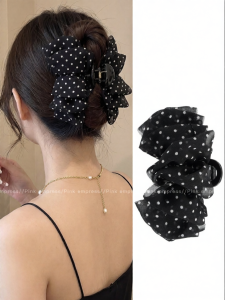 PINK EMPRESS | Polka Dot Bow Big Hair Clip