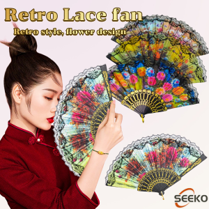 LoviRa Lace Silk Folding Fan Dance Fan Portable Folding Gifts Fans