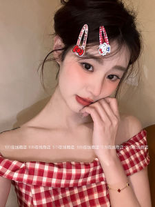 New Blue Red KT Cat Set Hair Clips Cute Girl Bangs Side Clips Cartoon Hair Accessories Three-Piece Set Fresh out Korean Style