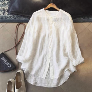 PAIBOLI | Elegant Lightweight Linen White See-through Embroidered Heavywork Silk Cotton Linen Open Cardigan Top For Women