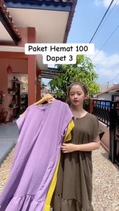PAKET USAHA 100 3 Dress Viral Busui Bumil Ruffel Jumbo