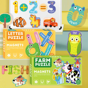 Kids Letters Numbers Animal Vehicle Refrigerator Sticker Magnetic Cognitive Matching Puzzle Educational Toys For Children