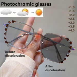 Fashionable Photochromic Reading Glasses Frame with Sparkling Design Women Men Reading Glasses