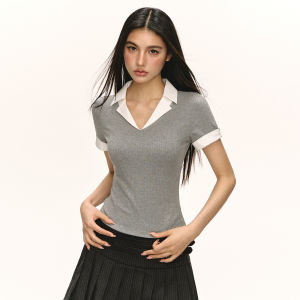 Ariseism | Áo Thun Slim Collar Hai Mảnh Thiết Kế Retro Mùa Hè