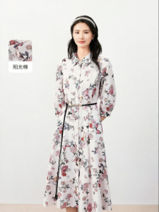 Koradior | Rose Autumn Youthful Flora Shirt Dress