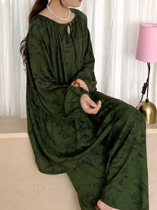 ชุดนอนผ้าไหมคอตตอนสไตล์จีนย้อนยุคสำหรับผู้หญิง ชุดนอนฤดูใบไม้ผลิ ฤดูร้อน ฤดูใบไม้ร่วง ชุดนอนแบบปรับอากาศ ชุดนอนผ้าไหมคอตตอน ชุดนอนผ้าไหมคอตตอน