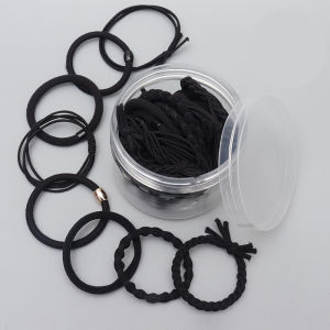 Dây Buộc Tóc Đàn Hồi Cao Màu Đen Cho Phụ Nữ Phụ Kiện Tóc Phụ Kiện Tóc Đuôi Ngựa Thiết Kế Đơn Giản Dây Buộc Tóc Bằng Cao Su