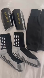 3/5PCS Anti Slip Football Socks Protective Set With Grip For Kids Men Women Legging Shinguards Sleeves Durable Comfortable  Breathable For Soccer Tennis Basketball Cycling Riding Sports Socks Teens Professional Shields