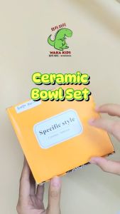 Mangkok Keramik Porselen Set dengan Sendok Japanese Bowl Set Box Gift Hampers Souvenir Venrc Wakakids